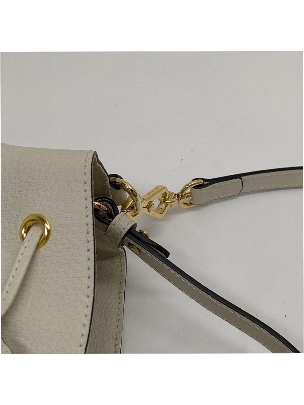 Authentic Gucci Ophidia Mini Bucket Bag White Leather GG Logo Crossbody - Picture 7 of 16
